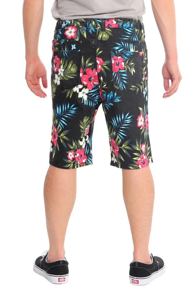 Men's Tropical Floral Twill Dropcrotch Shorts