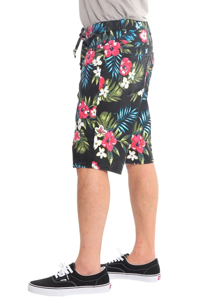 Men's Tropical Floral Twill Dropcrotch Shorts