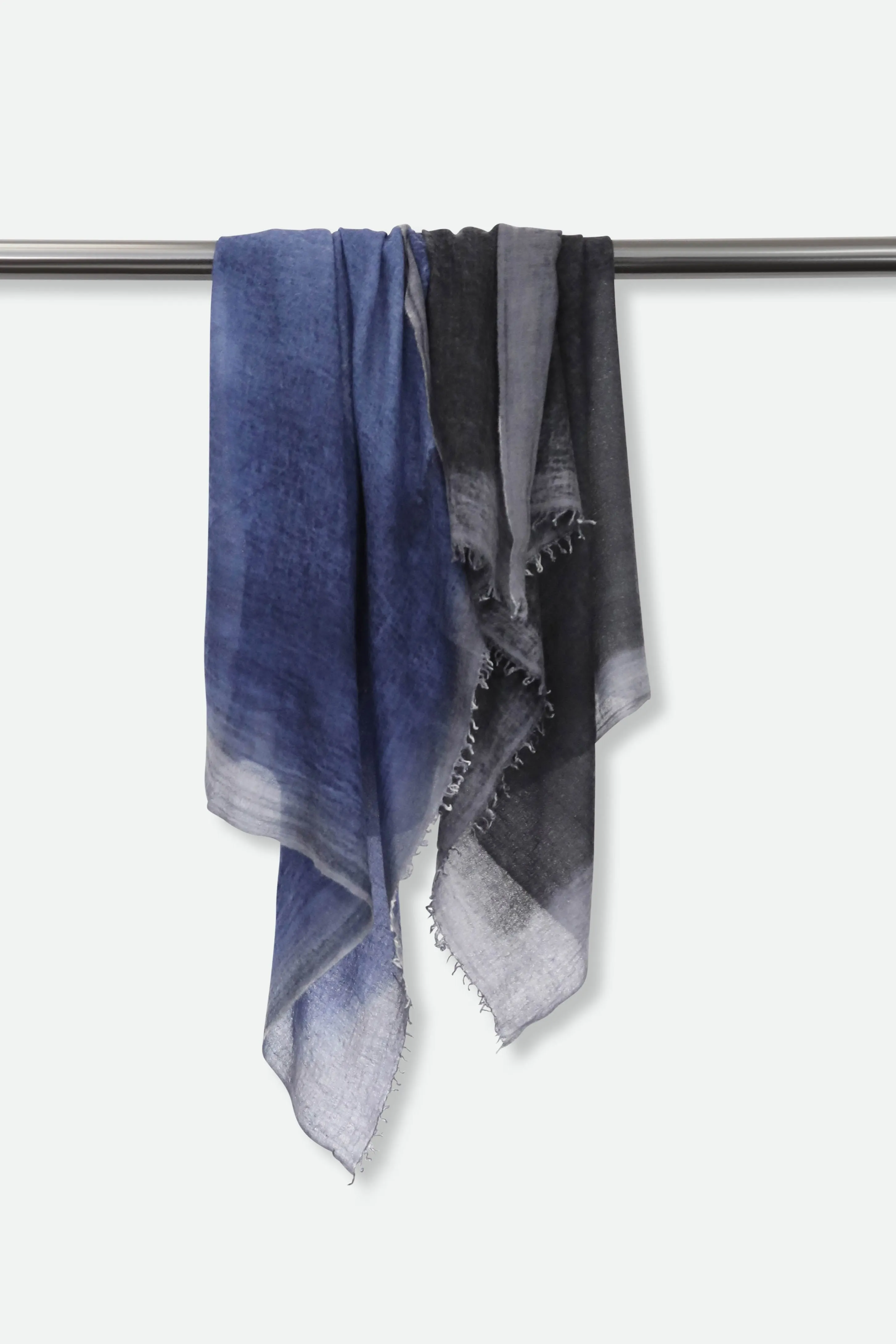 MIDNIGHT CHARCOAL SCARF IN HAND DYED CASHMERE