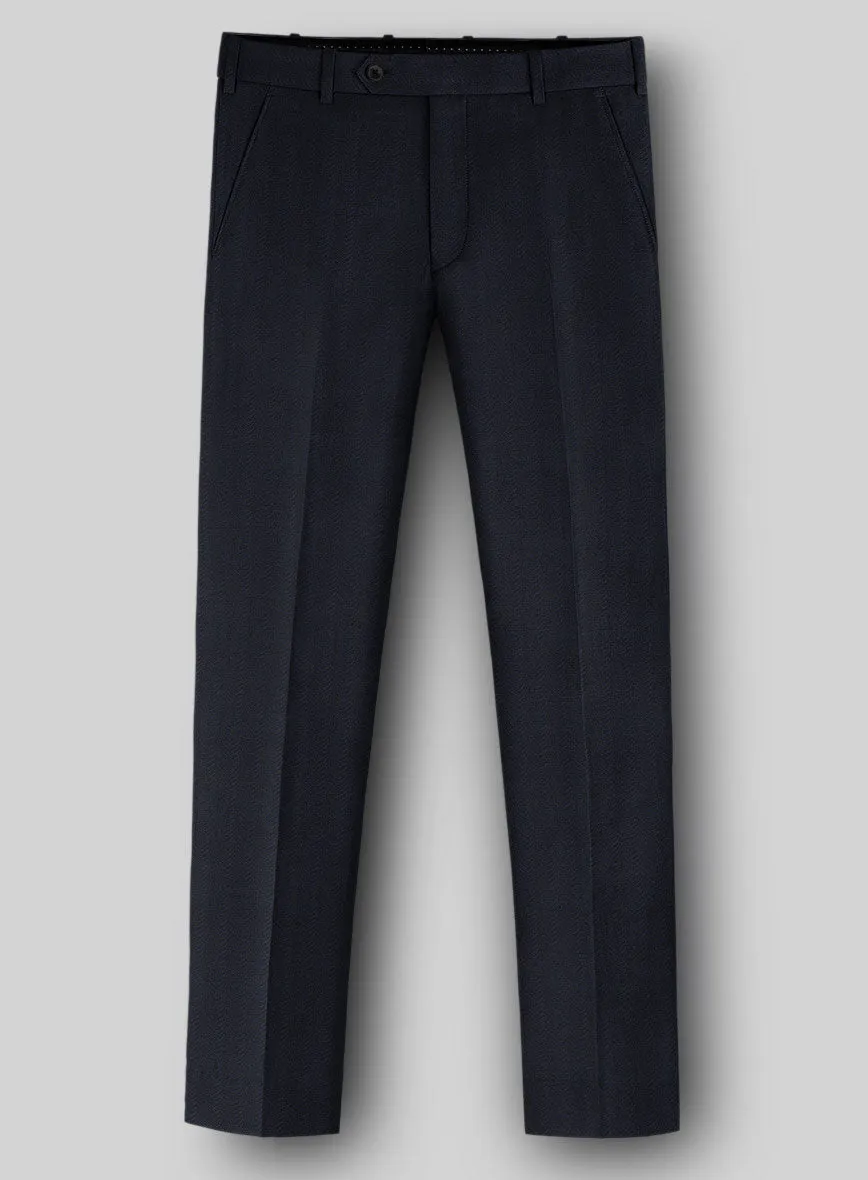 Napolean Curve Blue Herringbone Wool Pants