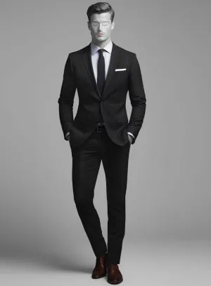 Napolean Fissa Black Wool Suit