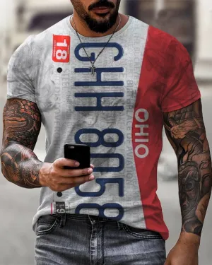 Ohio License Plate Print Casual T-Shirt