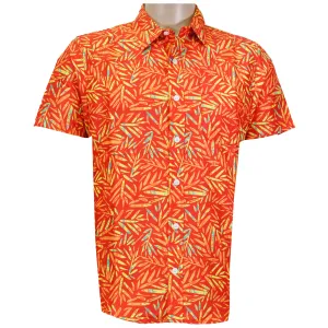 Orange Floral Trim Button Down