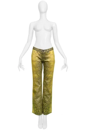 ROBERTO CAVALLI YELLOW SNAKESKIN PANTS