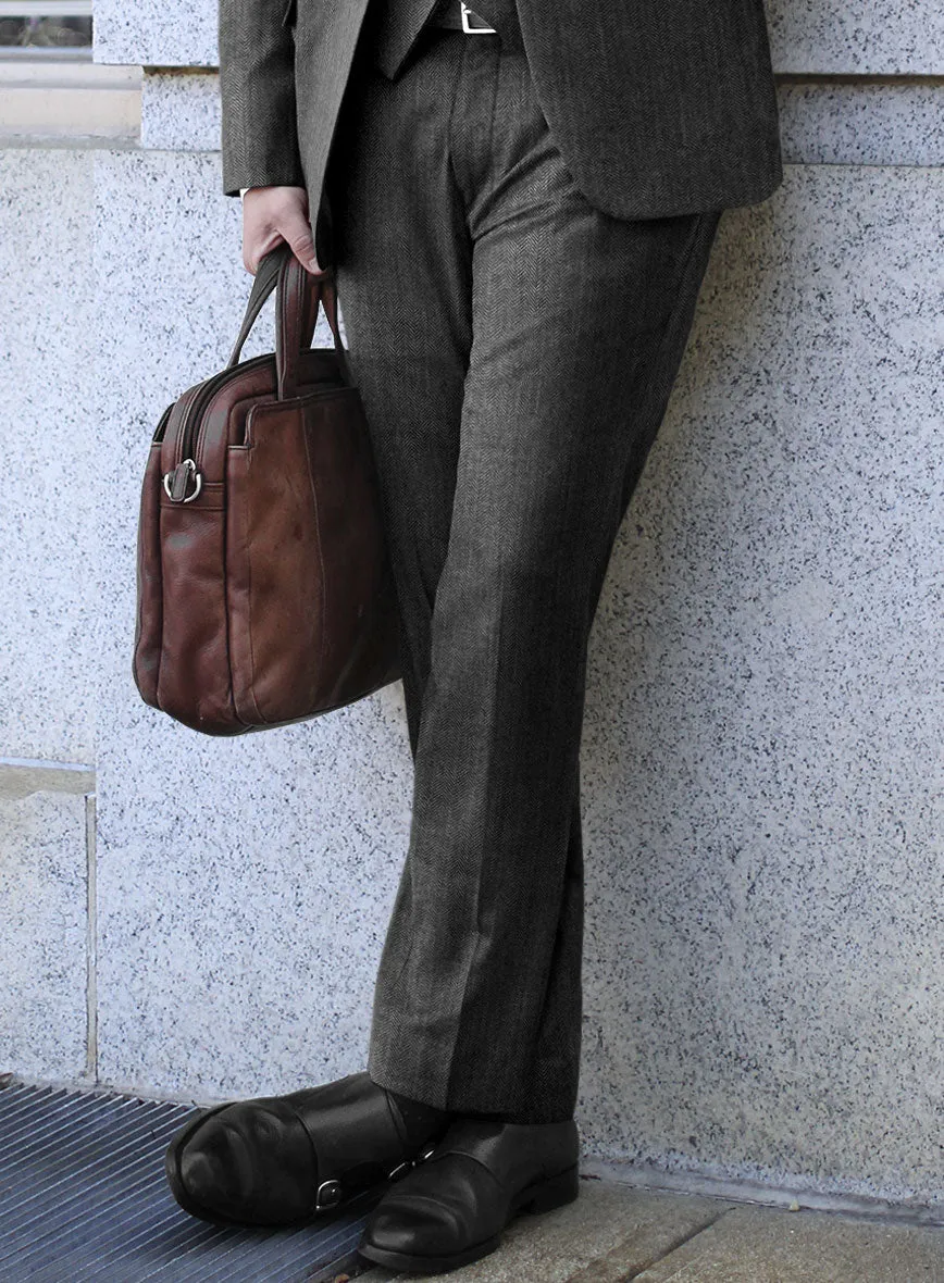 Scabal Uran Herringbone Gray Wool Suit