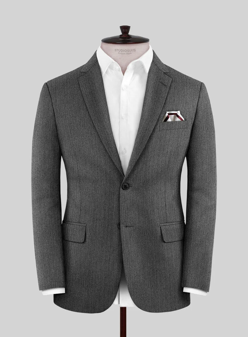 Scabal Uran Herringbone Gray Wool Suit