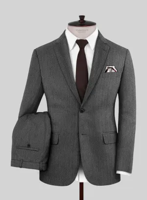 Scabal Uran Herringbone Gray Wool Suit