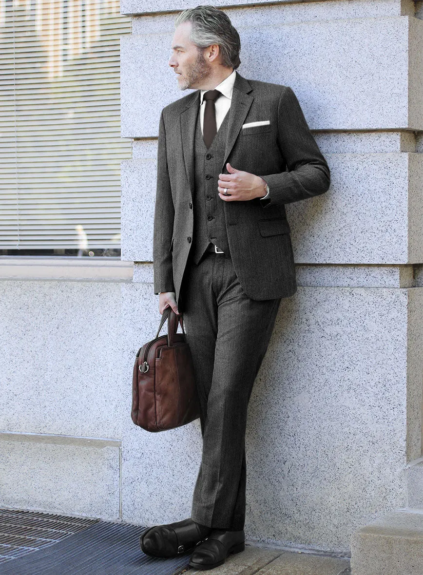 Scabal Uran Herringbone Gray Wool Suit