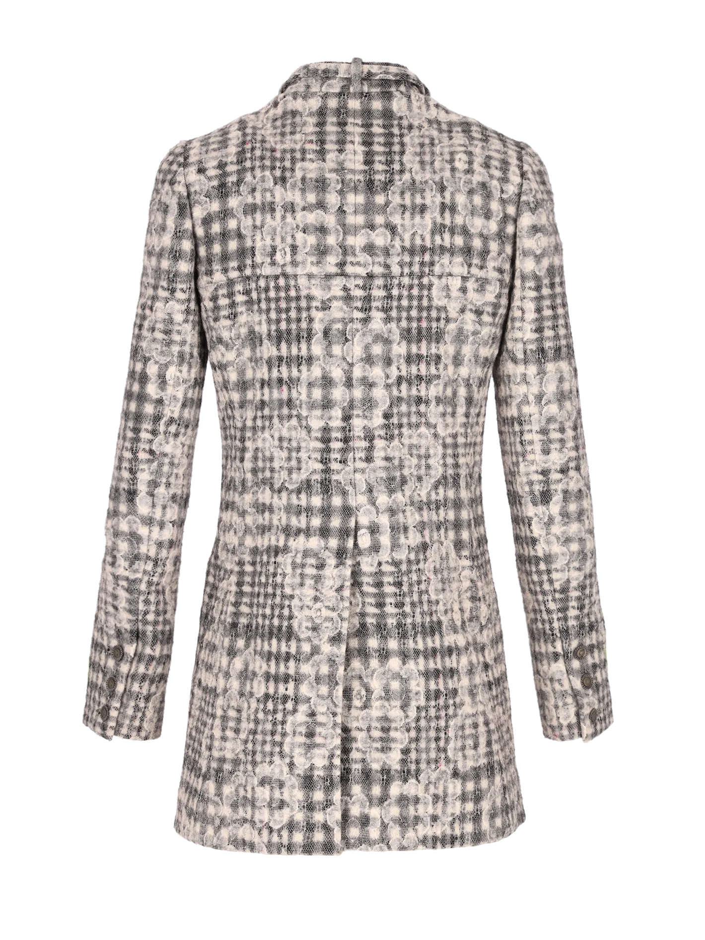 single-breasted wool-blend corded lace coat