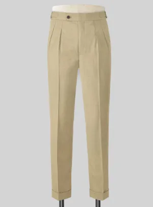 Stretch Beige Wool Highland Trousers