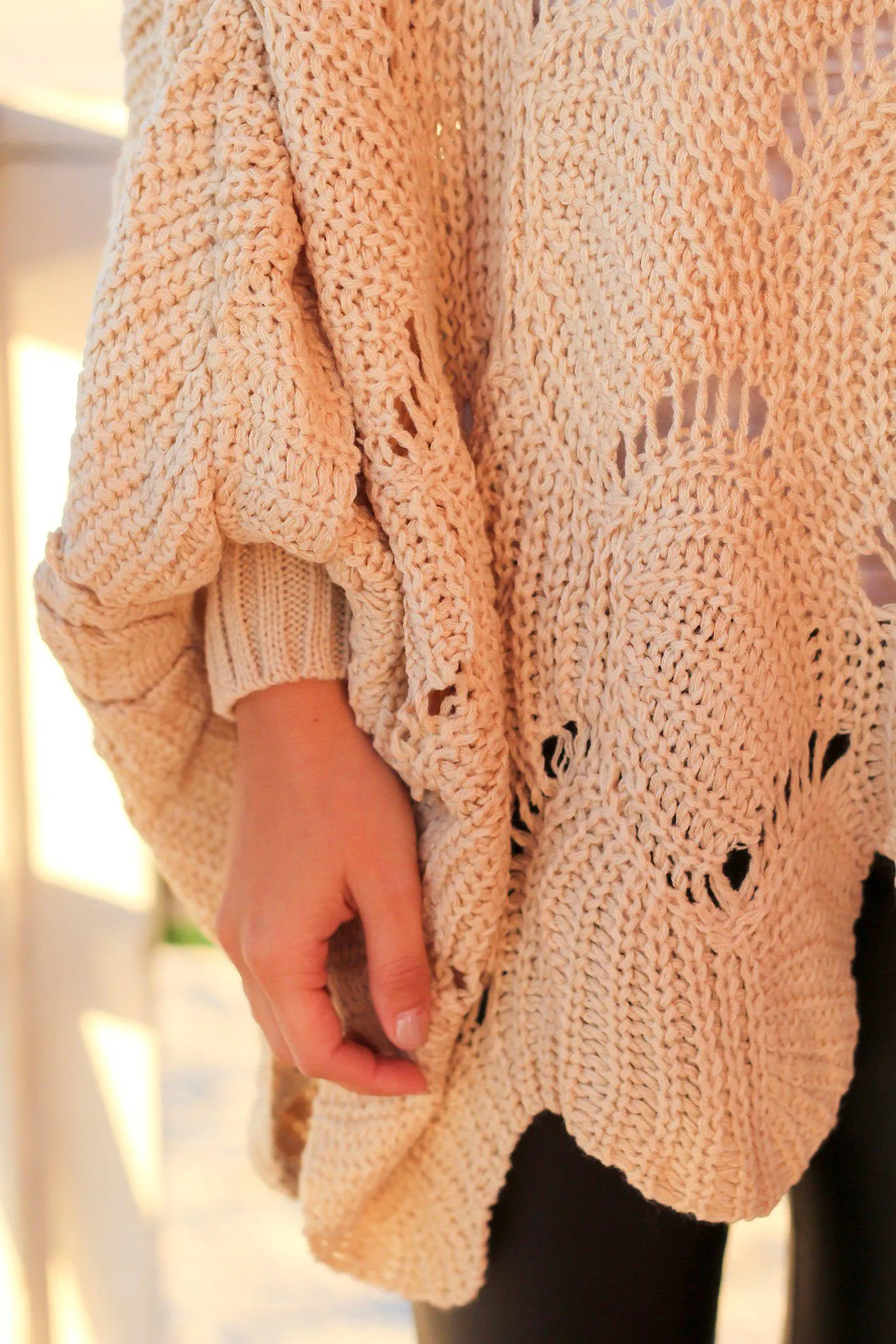 Taupe Knit Oversized Poncho