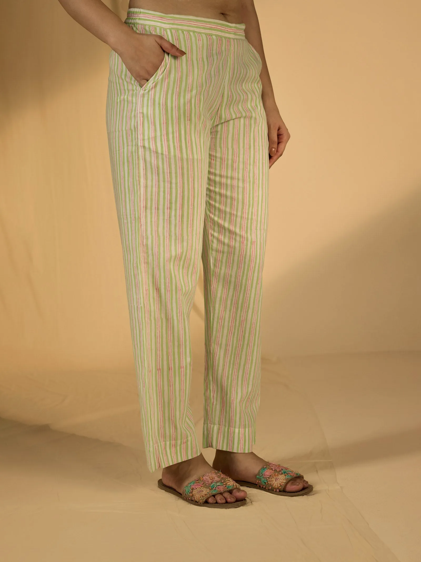 Tickled Pink Cotton Straight Pant