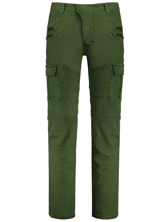 Trendy Zips Biker Pants with Multi Pockets