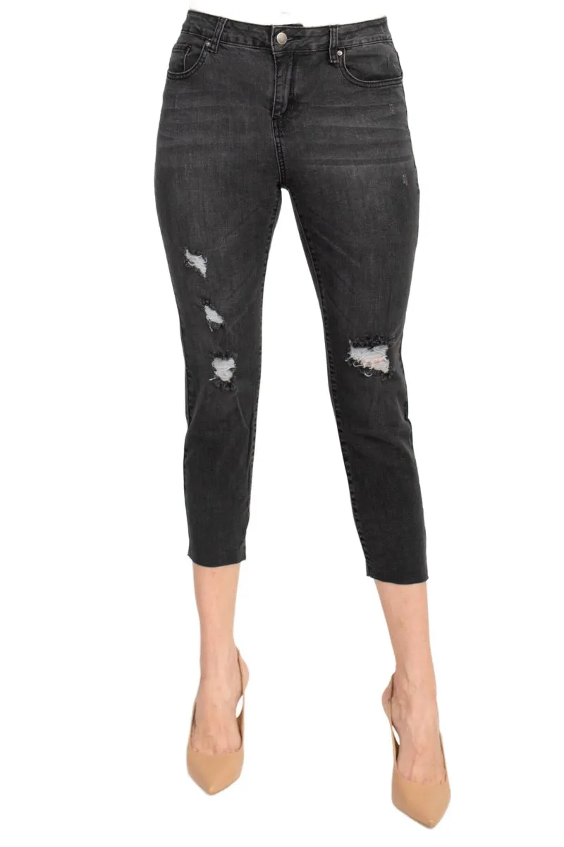 Velvet Heart Mid Waist Stretch Button & Zipper Closure Denim Pants with Pockets