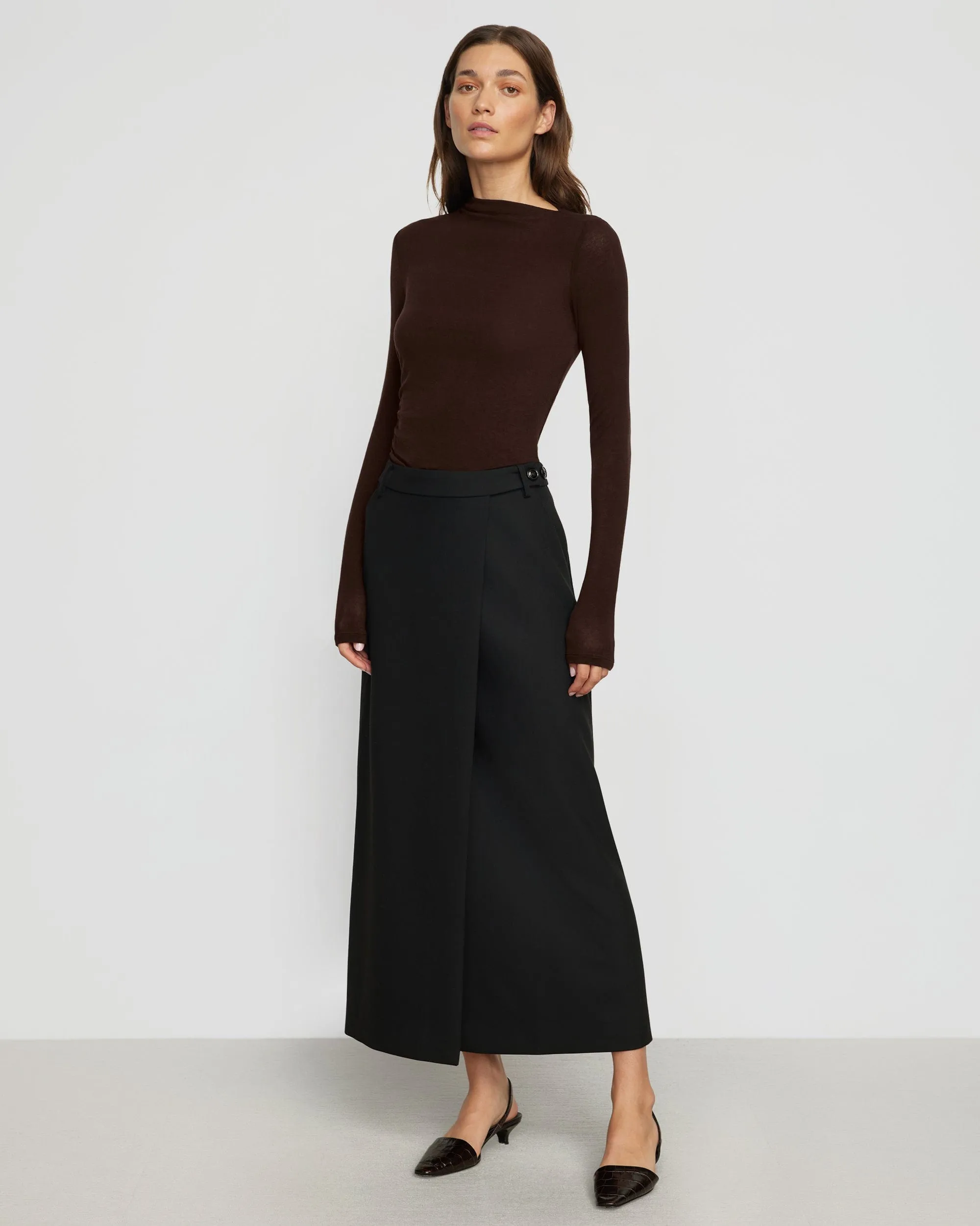 Vittoria Asymmetric-Neck Ruched Tee