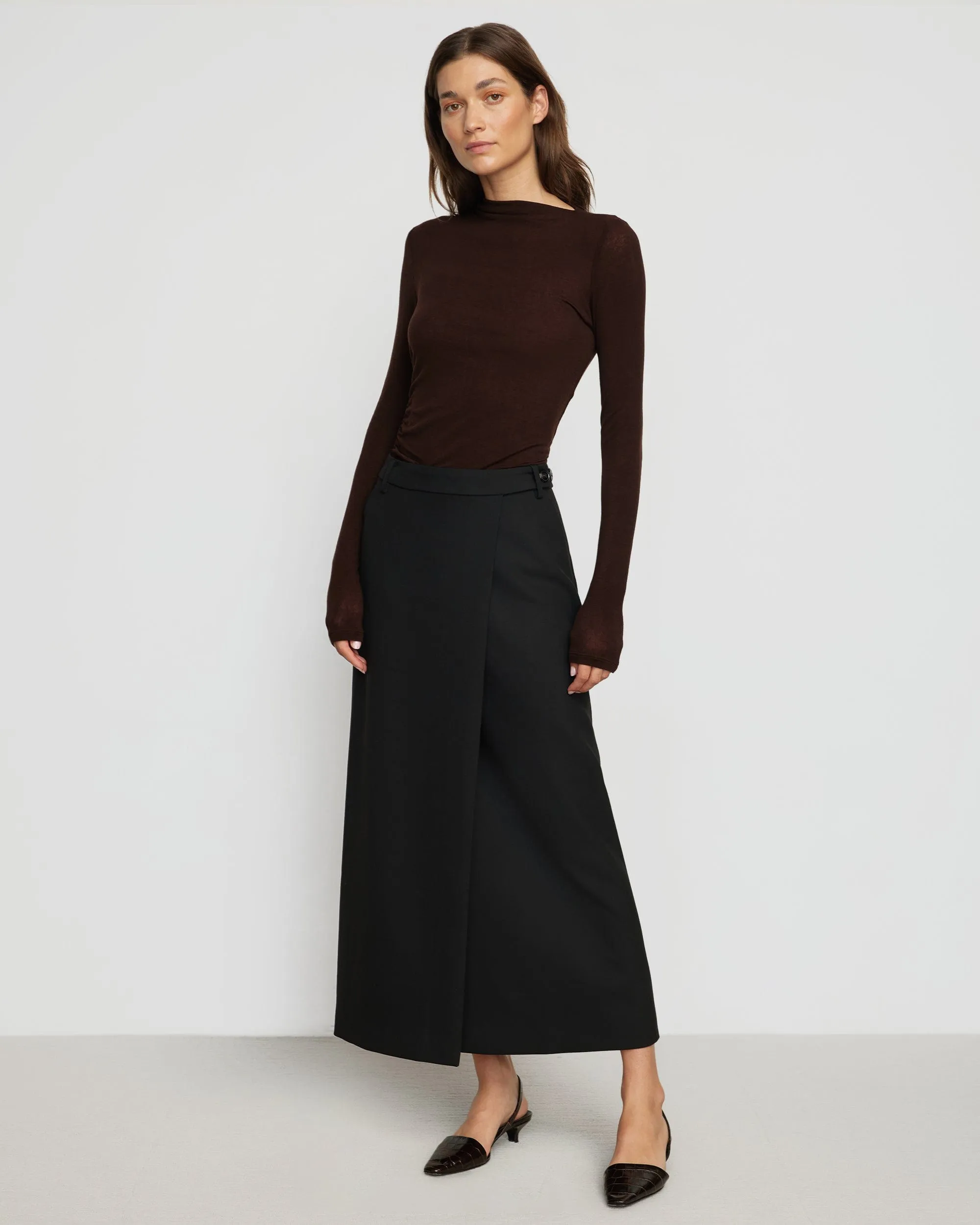 Vittoria Asymmetric-Neck Ruched Tee